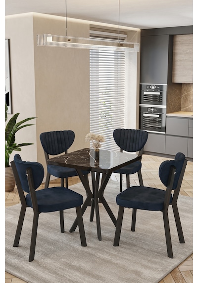 Mutfak Masası Takımı 4 Kişilik Masa Sandalye Takımı Balkon Masası Cafe Masa Takımı-70x70 Siyah Mermer - Antrasit Mutfak Masası Takımı 4 Kişilik Masa Sandalye Takımı Balkon Masası Cafe Masa Takımı-70x70 Siyah Mermer - Antrasit
