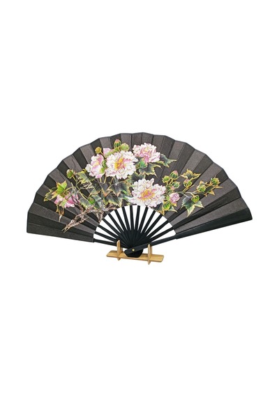 Çin Bambu Keten Kumaş Yelpaze 01bsa Siyah Büyük Boy 60cm No.1s Adet-1