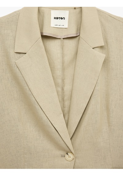 Koton Cepli Kısa Kollu Keten Blazer Ceket Bej 6sak50075pw Ekru
