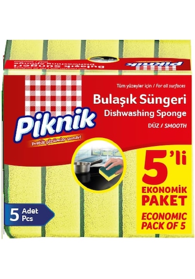 Piknik Bulaşik Süngeri 5'li Düz