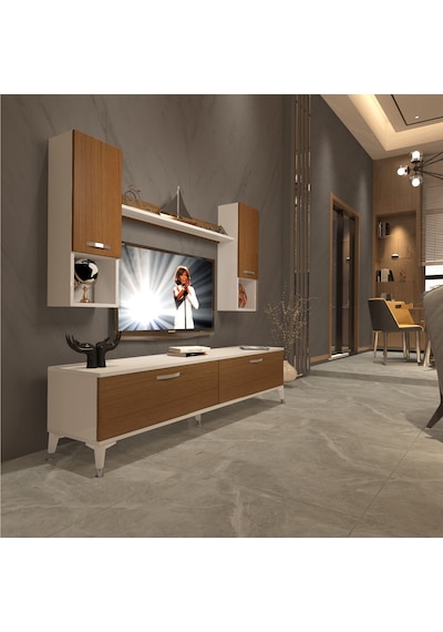 Decoraktiv Eko 5da Mdf Std Silver Tv Ünitesi Tv Sehpası Beyaz - Ceviz