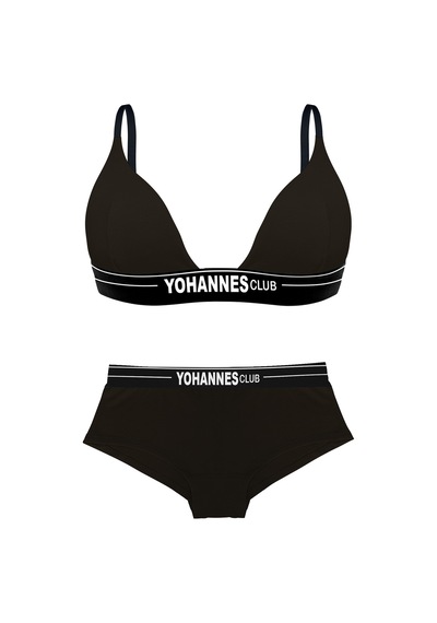 Yohannes Club, Kadın Pamuklu İç Çamaşırı Takımı, Renk Seçenekli, Üçgen Sütyen-kemerli Boyshort-boxer Külot Siyah Yohannes Club, Kadın Pamuklu İç Çamaşırı Takımı, Renk Seçenekli, Üçgen Sütyen-kemerli Boyshort-boxer Külot Siyah