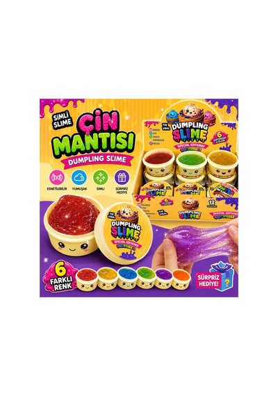 Çin Mantısı Dumpling Simli Slime Renkli Esneyen Jel Oyuncak Mavi