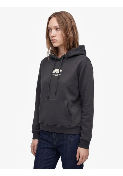 Koton Köpek Nakış Detaylı Kapüşonlu Antrasit Kadın Sweatshirt 7wal10115ık