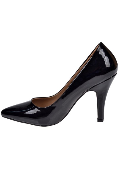 Pullman Floor 10 Cm Topuklu Kadın Ayakkabı Stiletto Mak-437 Siyah Rugan