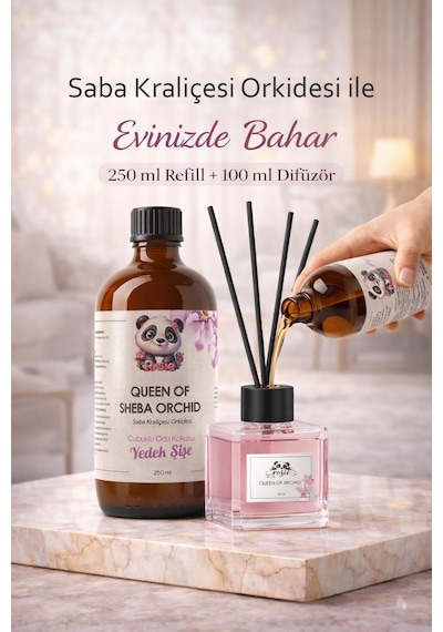 Saba Kraliçe Orkidesi Çubuklu Oda Kokusu 250 Ml Refil Ve 100 Ml Difüzör Şişe Fresh