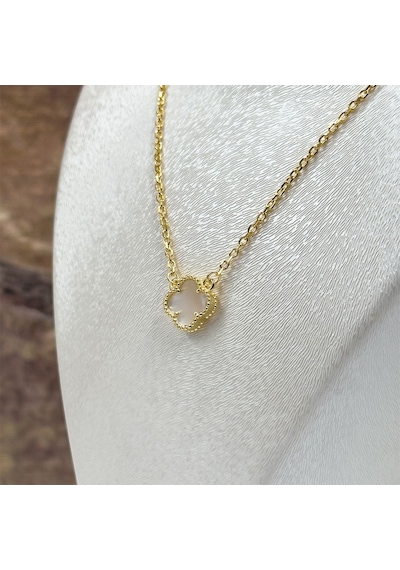 Gold Renk Sedef Taşlı Gümüş Kolye Sarı