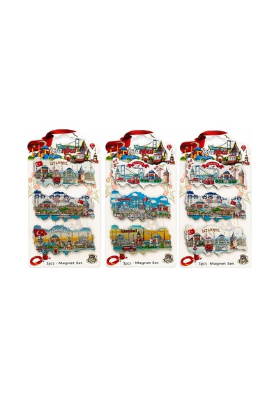 İstanbul Temalı Silikon Buzdolapı Süsü Magnet 3'lü Set Renk