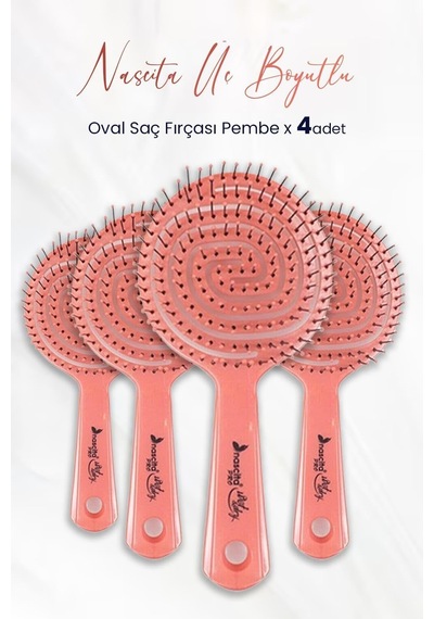 Nascita Professional Üç Boyutlu Oval Saç Fırçası Pembe X 4 Adet 0