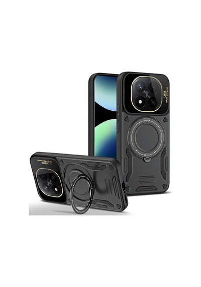 Redmi Note 14 Pro 5g Kılıf Joy Lens Standlı Kapak - Siyah İtdark41349