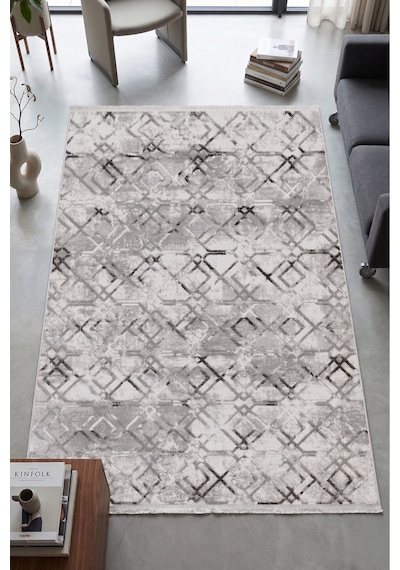 Merinos Vista Gri %100 Akrilik Gri Desenli Kesme Halı Yolluk Antre Koridor Salon Halısı 36892-98
