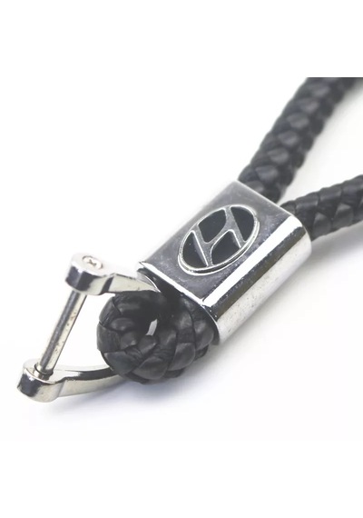 Hyundai İle Uyumlu Siyah Deri Örgülü Anahtarlık Aksesuar İ10 İ20