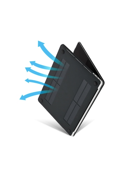 Arabulalaca Apple Uyumlu MacBook Air 13" A1932 Mat Doku Hardcase Kılıf Siyah