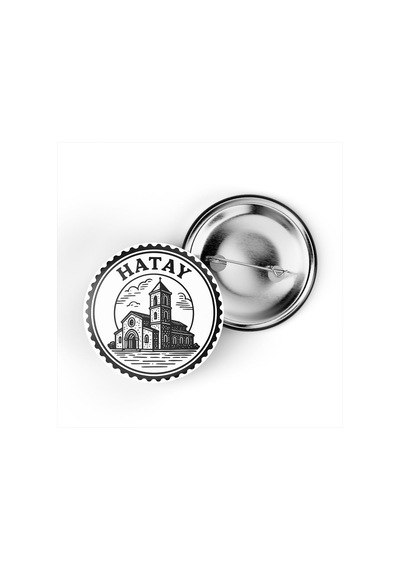 5 Adet İğneli Çanta Rozeti - Saint Pierre Kilisesi - Hatay - 44 MM Çok Renkli