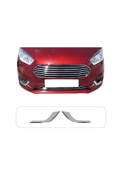 Ford Courier Uyumlu 2018 Ve Üzeri Krom Sis Far Kaşı 2 Parça Paslanmaz Çelik