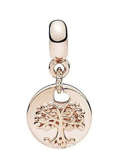 Nur Silver Rose Renkli Sallantılı Hayat Ağacı Gümüş Charm Nur-bl12411