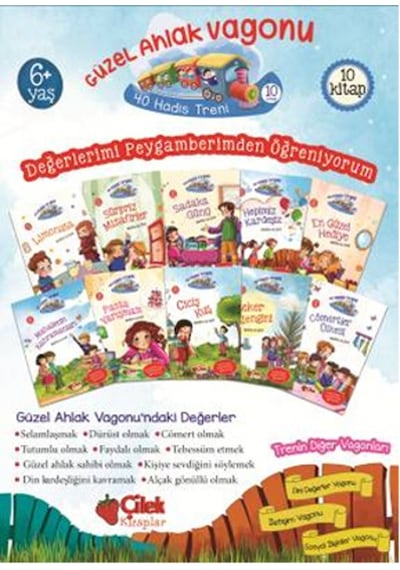 40 Hadis Treni - 1 Güzel Ahlak Vagonu - 10 Kitap Takım - Nezihe Ak İnci - Çilek Kitaplar