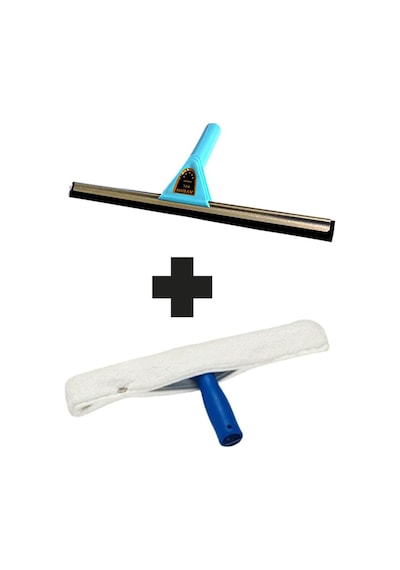 Metal Başlıklı Cam Çek Çek Camsil 45 Cm + 45 Cmpeluş Ve Aparatı + 50x50 Mikrofiber Cam Bezi + Aparat Renkli