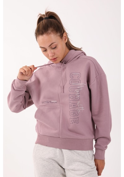 Maraton Sportswear Comfort Kadın Kapşonlu Uzun Kol Basic Lila Sweatshirt 21474-lila Lila