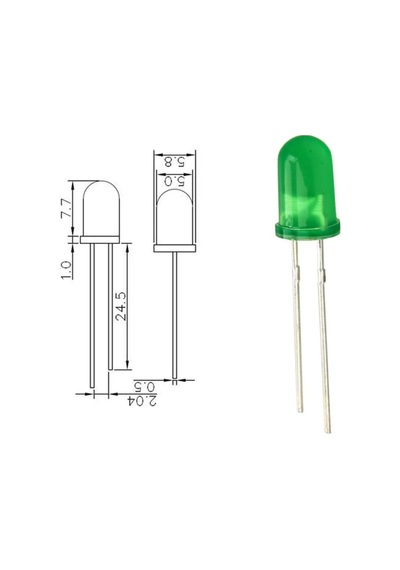 5mm Led Yeşil Diyot Diffused 1 Adet
