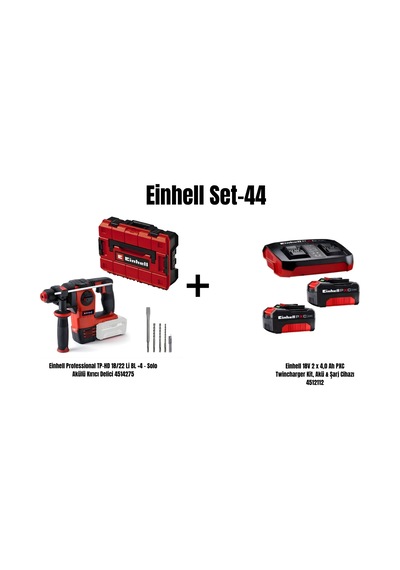 Einhell Set-44 Einhell Professional Tp-hd 18/22 Li Bl +4 Akülü Kırıcı Delici+einhell 18v 2 X 4,0 Ah Pxc Twincharger Kit, Akü & Şarj Cihazı