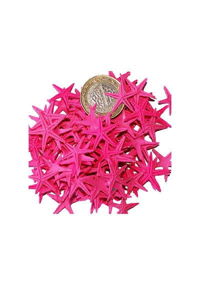 Tahtakale Toptancı Polyester Deniz Yıldızı Minik Boy 0.5 Cm- 1.5 Cm 100 Adet Fuşya