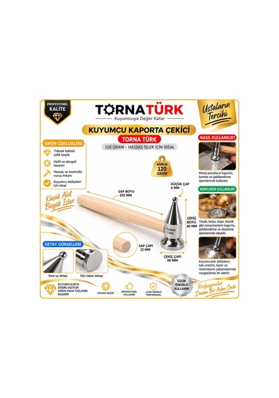Kuyumculuk Kuyumcu Kaporta Çekici -bir Ucu Küre - Bir Ucu Düz - 120 Gram Metalik