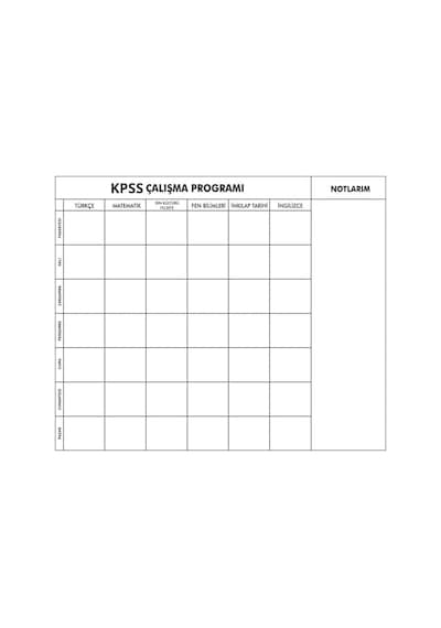 Kpss Çalışma Programı Yazı Tahtası Şeffaf Akıllı Kağıt Tahta Kale