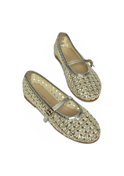 Fox Shoes Y267272709 Gümüş Örgü File Görünümlü Kadın Babet Gümüş