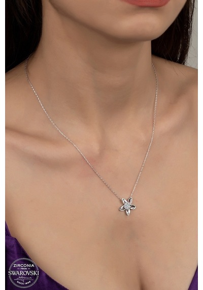 Union Swarovski Zirconia Kadın Çiçek Gümüş Kolye