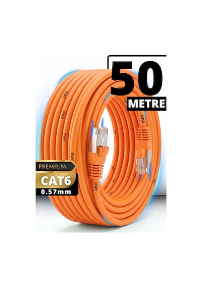 Mn6 M107xt Cat6 Ethernet Kablosu 50 Metre 0.57mm Utp Ultra Dayanıklı Çift Kat Korumalı Dış Mekan Ağır Şartlara Uygun Lan Kablosu 50 M