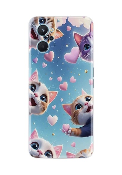 Realme 9i Kılıf Boutique Baskılı Resimli Kalp Ve Kedi Pcode -035