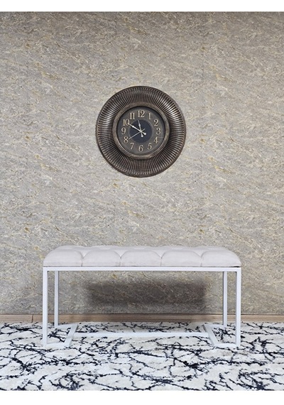 Beyaz Boyalı - L - Ayaklı 100 Cm X 38 Cm Oturak - Bench - Makyaj Çok Renkli