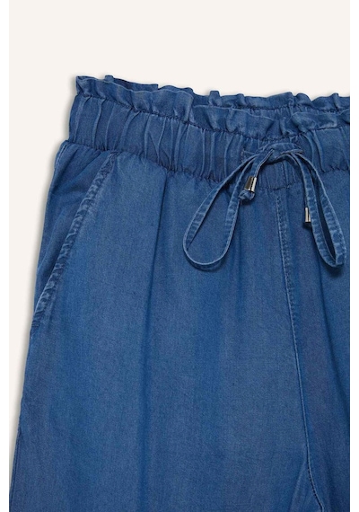 Defacto Pull On Culotte Yüksek Esnek Belli Tensel Yıkamalı İnce Jean Pantolon D8241ax25smnm28 Mavi