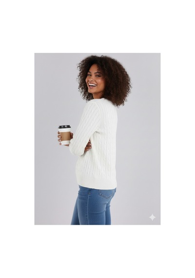 Youknitwear You Riviera %100 Pamuk V Yaka Kadın Kazak Beyaz V