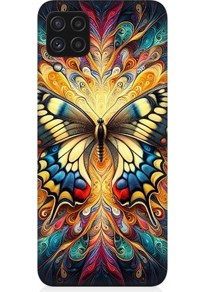 Samsung Galaxy A22 Uyumlu Gizemli Desenli Kelebek Desenli Silikon Kılıf Çok Renkli
