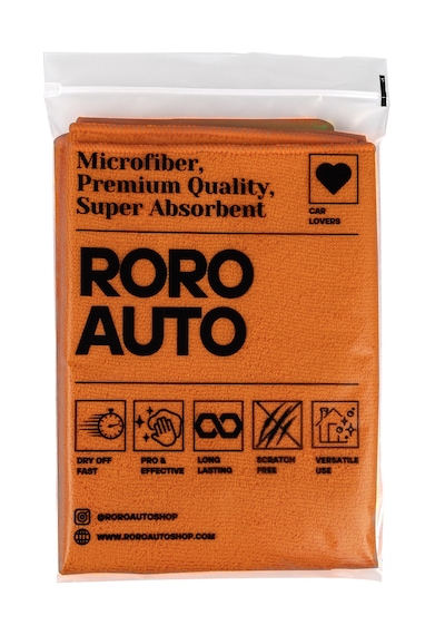Roro Auto Himalaya Mikrofiber Oto Cam Bezi & Kurulama Bezi Özel Çift Yüzey Oto Havlu 50x70 Turuncu