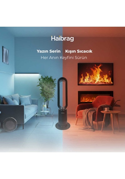 Haibrag Tp-18 Pro Sıcak & Soğuk Kanatsız Zemin Tipi Fan Siyah