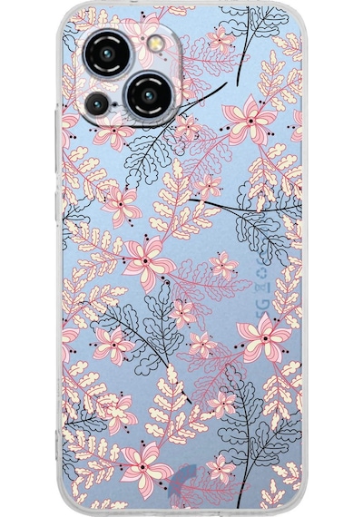 Reeder S23 Pro Max Uyumlu Kamera Korumalı Floral Kırmızı Tasarımlı Şeffaf Silikon Kılıf
