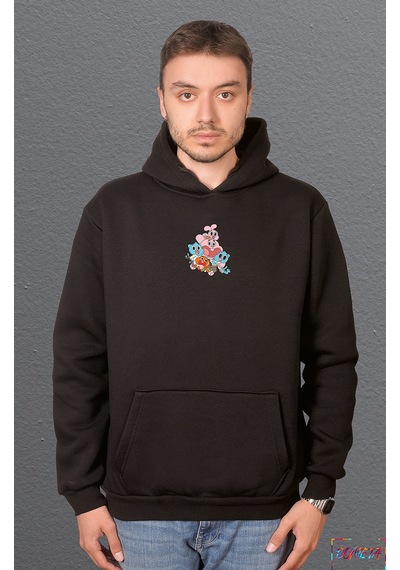 Bumeta Amazing World Of Gumball Baskılı Sweatshirt Unisex Kapüşonlu Hoodie Siyah