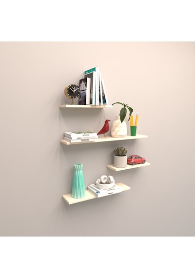 Rafkestir 4 Lü Gizli Bağlantılı Raf Set ( 80 - 60 - 40 - 40 ) Krem ( Mat )