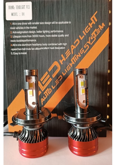 H4 Kısa Uzun Far Ledi 12000 Lumen Csp Şimşek Etkli Led Xenon