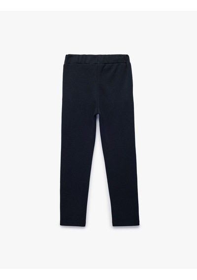 Koton Beli Bağcıklı Pamuklu Şardonlu Pantolon Görünümlü Eşofman Altı Lacivert 7wkb40043tk