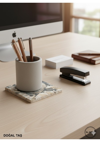 15x15 Gri Kalp Desenli Doğal Taş 2 Li Set Dekoratif Duvar Ve Masa Süsü Krem