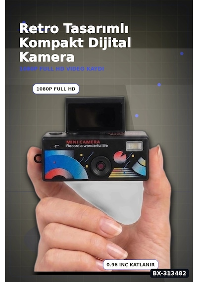 0.96 Inç Katlanır Ekranlı Mini Anahtarlık Kamerası 1080p Full Hd Video Kayıt Bx-313482 Rekli