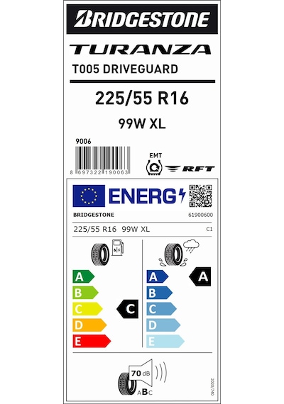 Bridgestone 225/55 R16 99W XL Rft T005 Driveguard Yaz Lastiği 2024
