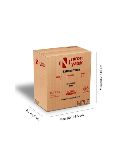 Niron Premium Katlanır Yatak 90x200 Cm Paket Yaylı Lüks Yatak Ve Kaydırmaz Kumaş Kaplı Karyola