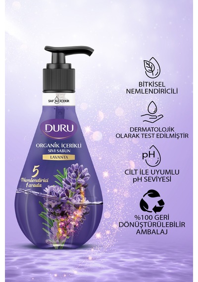 Organik Içerikli Lavanta Sıvı Sabun 3x500ml