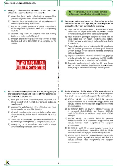 2026 YÖKDİL İngilizce SOSYAL BİLİMLER ÖSYM Çıkmış Soru Tıpkı Basım Deneme Paketi 12li Türkiye Geneli