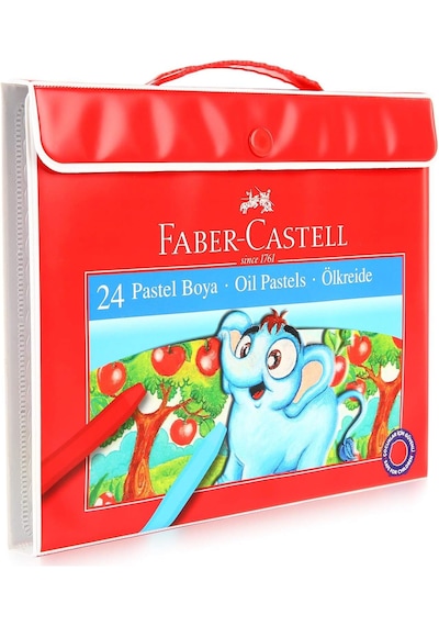 Faber-Castell Kuru Boya 24 Renk Metal Tüpte + Faber-Castell Çantalı Pastel Boya 24 Renk
